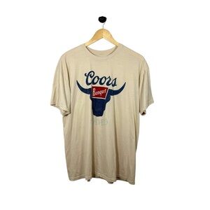 Vintage Coors Banquet Men’s Classic Crewneck Graphic Tee Beige/Navy L